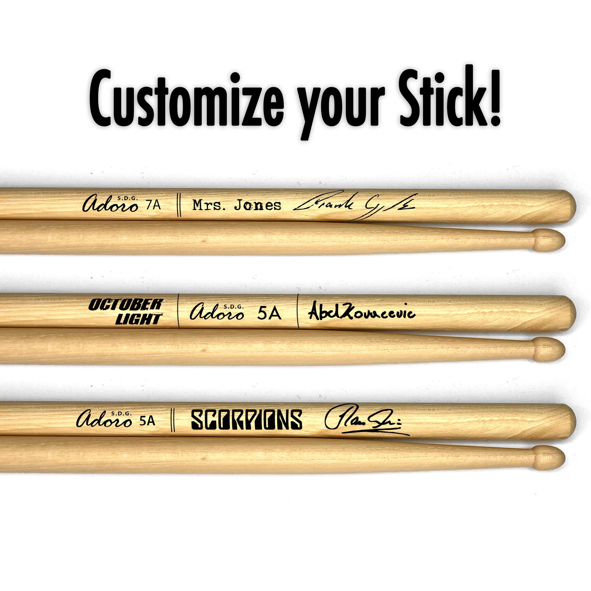 Custom Hickory Sticks inkl. Logo
